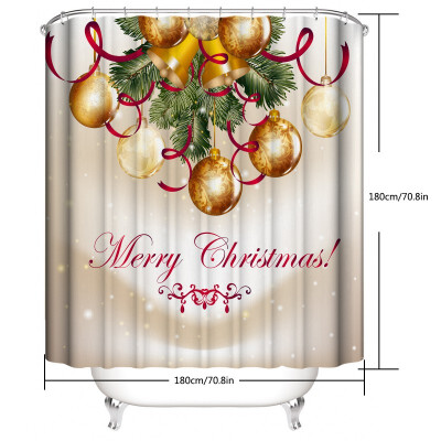 

Creative Christmas Festival Polyester Wear-resistant Thicken Waterproof Bathroom Shower Curtain Anti Skid Water AbsorptionHF