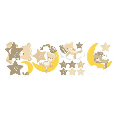

Wall Decal Removable Bear Stars Moon Wall Stickers for Living Room TV Background Nursery Bedroom