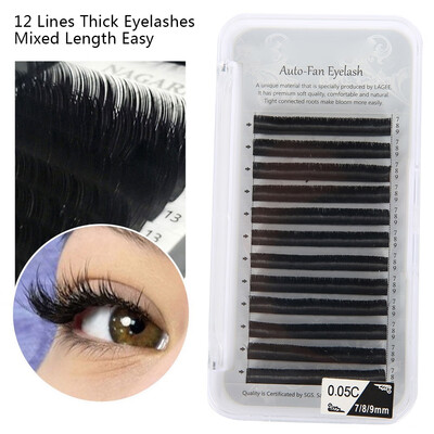 

12 Lines Soft Easy Rapid Fan Individual False Eyelashes Blossom Russian Lashes