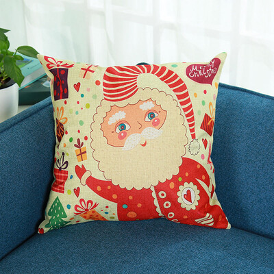 

Tailored Merry Christmas Print Pillowcase Linen Cotton Sofa Cushion Cover Home Decor