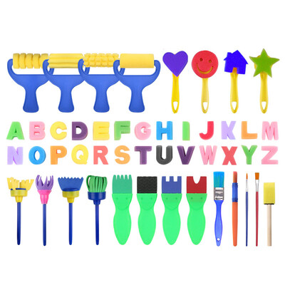

YIWULAKids Art & Craft 47 Pieces Sponge Painting Brushes Kids Painting Kits Early DIY