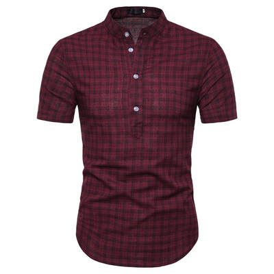 

Toponeto Men Casual Summer Plaid Print Button Short Sleeve Hawaiian T-Shirt Tops Blouses