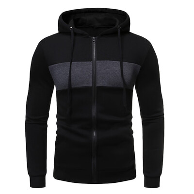 

Toponeto Men Autum Winter Long Sleeve Hooded Sweatshirt Patchwork Outwear Tops Blouse