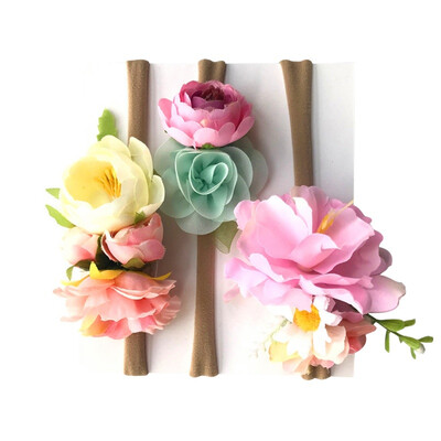 

3Pcs Kids Elastic flower headband Headbands Hair Girls baby Hair Band baby girl accessories set photography