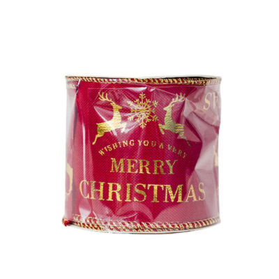 

Merry Christmas Deer Printed Decorative Ribbon for Xmas Tree Ornaments Gift Packing Wrapping Bow Festival Party Decor 27M