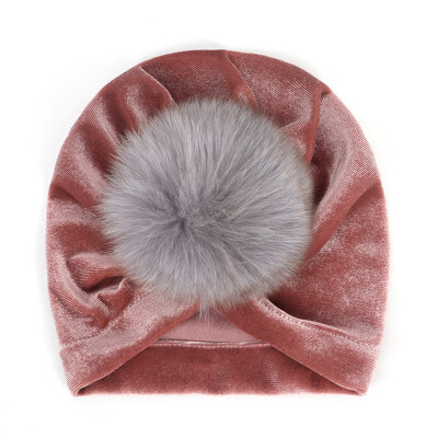 

New Autumn Soft Cute Newborn Baby Plush Ball Design Boys Girls Caps Infant Casual Hat Turban Elastic Cap