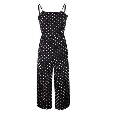 

Elegant Sexy Jumpsuits Women Sleeveless Polka Dots Casual Loose Trousers Wide Leg Pants Rompers Holiday Bow Backless Overalls
