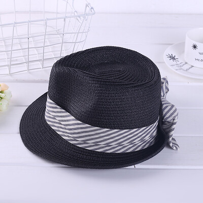 

Baita Leisure Korean Edition Butterfly Knot Straw Knitting Jazz Hat Lady Straw Hat Sunshade Sunscreen Beach Holiday Wholesale