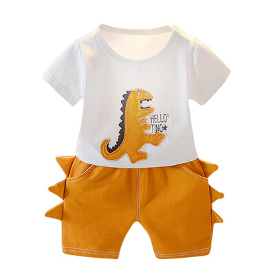 

Baby Clothes Summer Baby Boys Short Sleeve Cartoon Dinosaur Print T-shirt TopsShorts Casual Outfits Sets Boys Clothes
