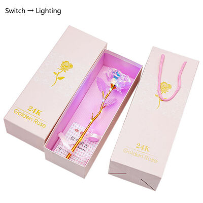

Dropshipping 24K Foil Plated Gold Rose Flowers With Gift Box For Women Girl Wedding Decor Valentines Day Gift Christmas Present
