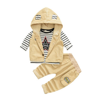 

Children Suit 3pcs Baby Boy Cotton Stripe Long Sleeve T-shirt Vest Coat Trousers Suit Set Autumn Casual Boys New