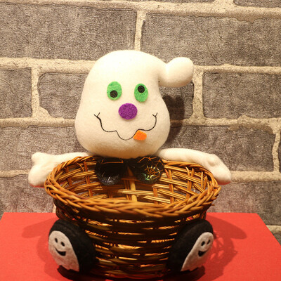 

Toponeto Doll Fruit Decoration Bowl Halloween Ghost Candy Basket Home Decor Hand-Woven