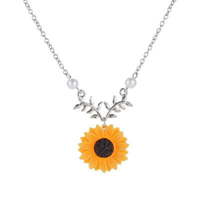 

Sunflower Leaf Branch Necklace Girls Charm Gold Plated Twig Pendant Necklaces Women Jewelry Accessory Gift