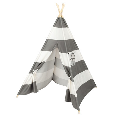 

Ktaxon Kids Stripe Teepee PlaytentPlayhouse with Carrying BagWhite&Gray