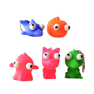 

YIWULA3Pcs Funny Animal Squeeze Toy Pop Out Eyes Stress Relief Key Chain Cute Squish