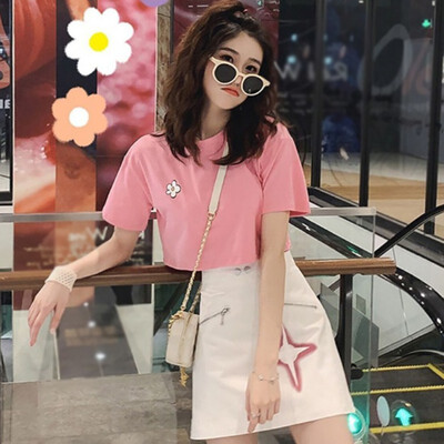 

2PCS Top And Skirt Set Tracksuit Women Summer Fashion Design Casual Short Sleeve T Shirt Skirts Two Piece Sets Outfits