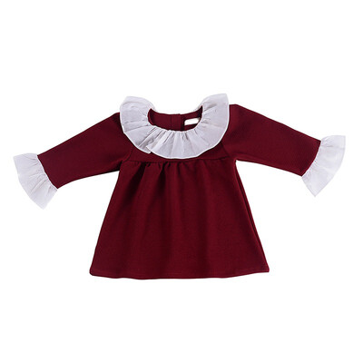 

Baby Girls Puff Sleeve Dress Autumn Children Clothing Long Sleeve Toddler Ruched Casual Dress