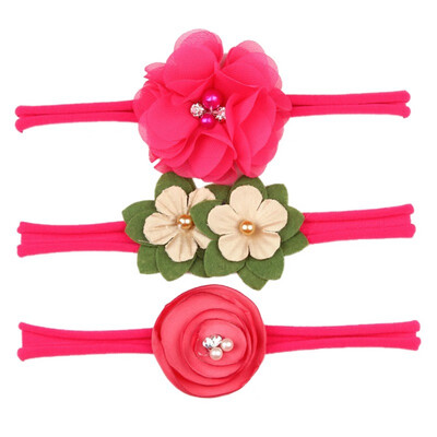 

3 Pcs Baby Girl Sweet Floral Print Elastic Headbands Holiday Party Hair Band Headwear Accessories