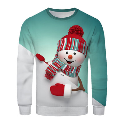 

Toponeto Christmas Couples 3D Printed Long-sleeved Sweater With Round Collar Blouse