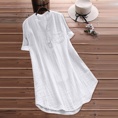

Women Ladies Blouses Stand Collar Long Sleeve Casual Loose Tunic Tops Summer Top Blouse Haut Femme Plus size -5XL
