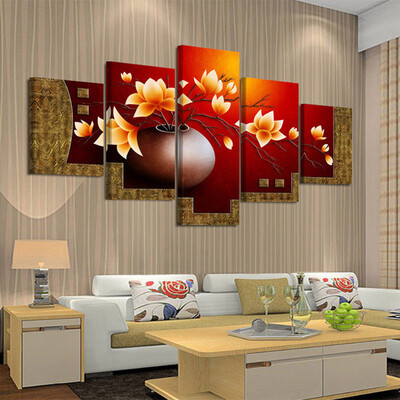 

Toponeto 5 Piece Picture Flower Vase Canvas Art Print Oil Painting Living Room Paintings