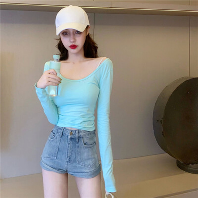 

New Sexy Autumn Winter Basic Women T Shirt Tight Slim Solid Color Long Sleeve Casual Simple Wild T-Shirt Bottoming Tee Tops