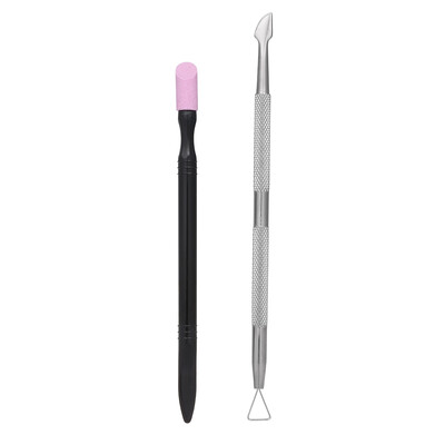 

2pcs Dual-ended Nail Polish Cuticle Remover Set Quartz Nail Pusher Trimmer UV Gel Remover Nail Art Remover Tool