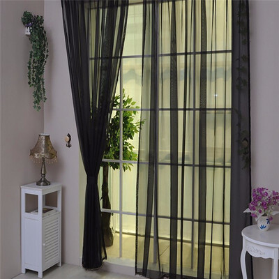 

1 PCS Pure Color Tulle Door Window Curtain Drape Panel Sheer Scarf Valances
