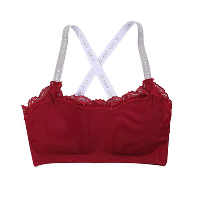 

Women Crop Tops Sexy Lace Bra Camisole Camis Solid Colors Underwear Letters Print Strappy Padded Bra Tops Cotton Vest Tank Top