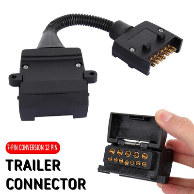 

12 Pin Female Socket to 7 Pin Flat Male Plug Caravan Adaptor Trailer Connector