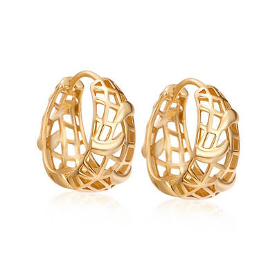 

1 Pair Hollow Earrings Hoop Circle Mesh Stud Earrings Women Girls Female Makeup Metal Jewelry