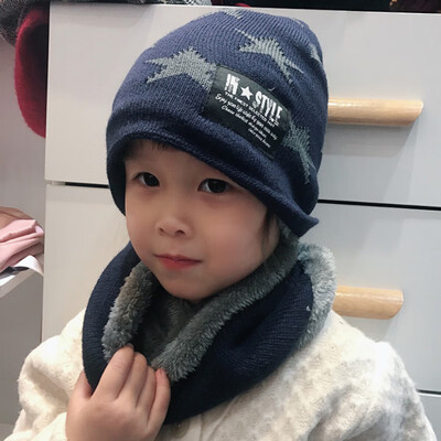 

Children Baby Boys Girls Winter Warmer Scarf Star Print Hat Infant Collar Scarves Neckerchief Head Wear Set