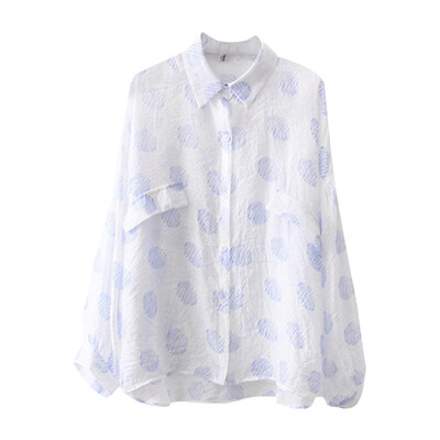 

2019 New Polka Dots Women Shirts Summer Ladies Chiffon Blouses Casual Long Sleeve Vintage Shirt Tops Korean Fashion Clothes