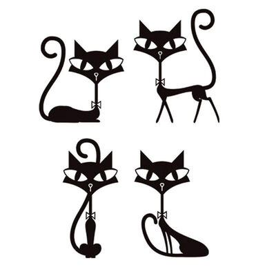 

PVC Waterproof 4 Noble Black Cats Wall Stickers For Kids Rooms Baby Bedroom Home Decor