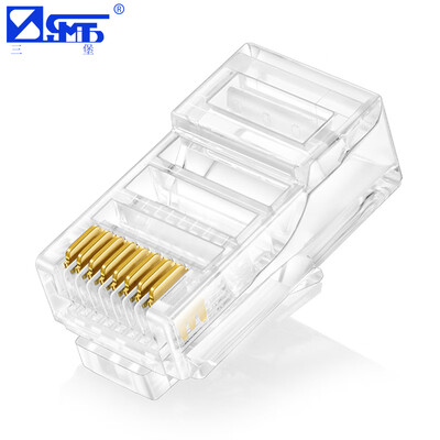 

SANBAO SJ-3030 Super five unshielded network crystal head engineering grade RJ45 crystal head pure copper gold plated 30U 30 pack