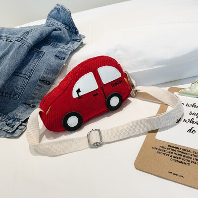 

New Cute Car Pattern Messenger Bag For children Cotton And Linen Fabric Zipper Kids Purse Small Pack For Boy Girls