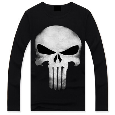 

Men's Black 3D Graphics Printed Rock Skull Pattern Long Sleeve T-Shirt Top Tee Shirt M-XXXL(White Skull)