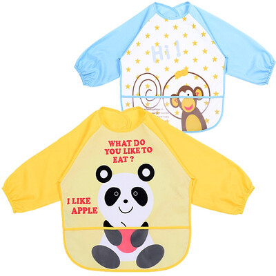 

Baby eat scarf baby bibs children waterproof paint anti-dress 2 Tibet Green Pirate light blue train