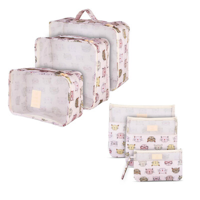 

6 Set Travel Packing Cubes Waterproof Mesh Travel Accessories Carryon Dirty Laundry Luggage Organizer Cubes Storage Packing For 2