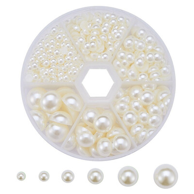 

PH PANDAHALL 690pcs 6 Sizes Half Round Imitation Pearl ABS Acrylic Dome Cabochons