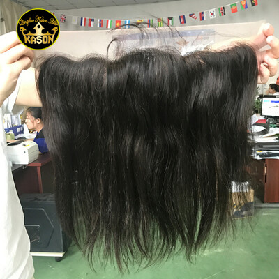 

Peruvian Virgin Hair Straight Lace Frontal 130% Hand Made Swiss Lace 13"x4" Medium Brown Lace