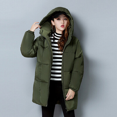 

City plus CITYPLUS 2017 winter new style women women casual thickening bread clothes cotton clothing large yards wild long paragraph down jacket cotton CWMF179757 black L