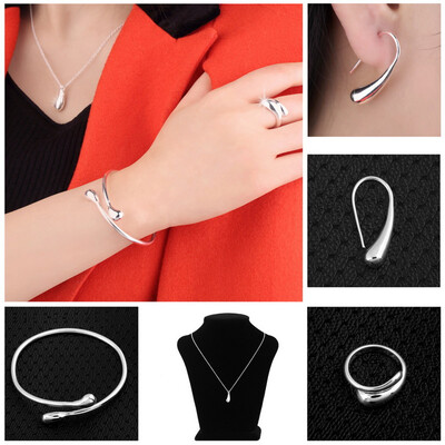 

Женская Очаровательная Капелька Формы Серьги Кольцо Браслет Ожерелье Комплект Ювелирных Изделий