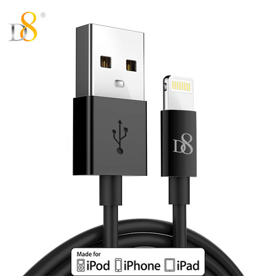 

D8 MFI сертифицирована Apple, линия передачи данных для мобильных устройств зарядное устройство для зарядки шнура питания iphone 6s / 7/8 / X / Plus 1 метр черный