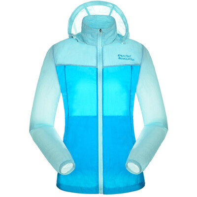 

ALPINT MOUNTAIN outdoor clothing couple splicing men and women skin windbreaker fast protective clothing 630-107 female models shallow water blue + sky blue
