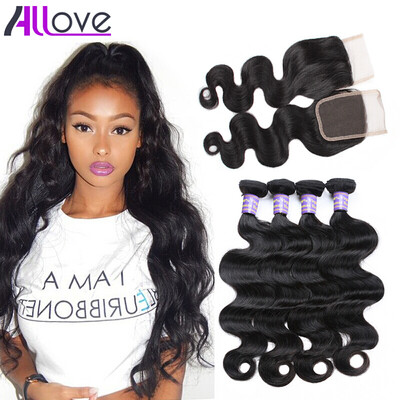 

Allove Hair Products 7A Malaysian Body Wave Virgin Hair 4pcs With 44 Lace Closure 100 Unprocessed Virgin Human Hair Extensions