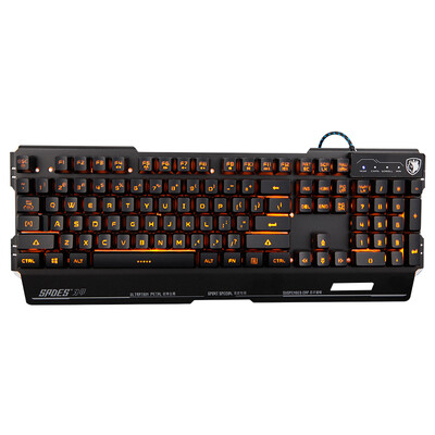 

Sades Edge Orange Backlight Metal Perimeter Gaming Keyboard Black Orange Light