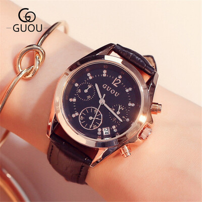 

GUOU Famous Women Quartz Wrist Watch Calendar Dress Watches Ladies Watch Female Clock