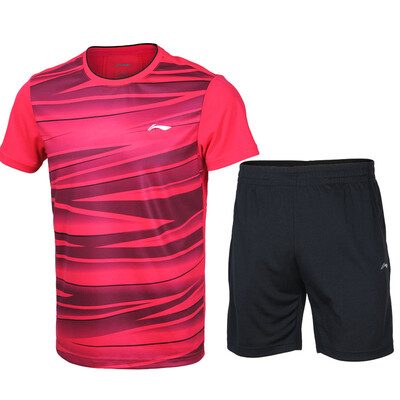 

Li Ning LI-NING 17 New Badminton Match Suit Top Shorts T-shirt AATM033-6 Male White 4XL