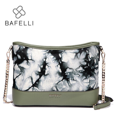 

BAFELLI autumn&winter new arrival genuine horse fur shoulder bag vintage Ink painting bucket bolsa feminina black women bag